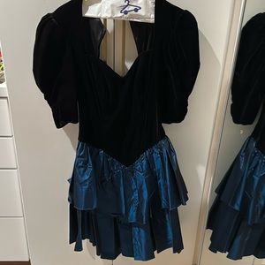 Zum Zum Vintage Prom Dress 80s Velvet Tiered Size 7